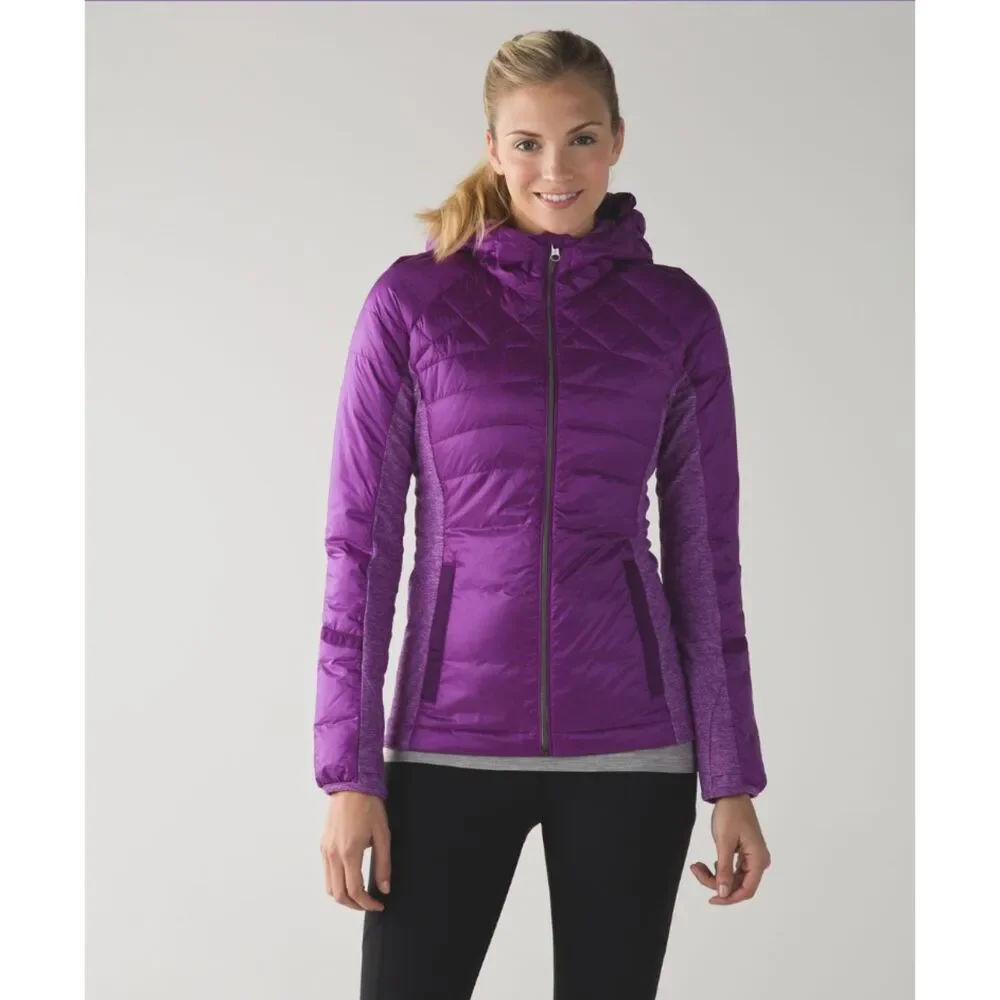 Lululemon Womens 4 Down For A Run Jacket Tender Violet Goose Athleisure EUC